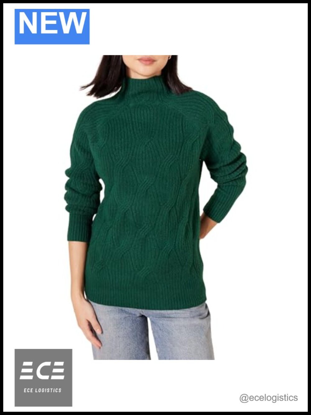 Women's Cable Knit Sweater Long Sleeve Funnel Neck Pullover Winter
